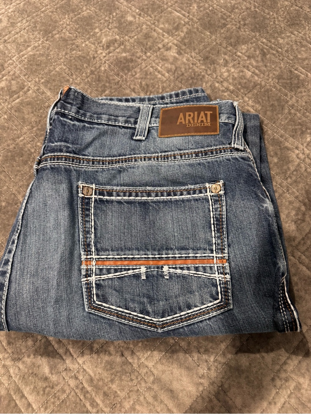 Ariat Men’s Dark Blue Bootcut Denim Jeans with Contrast Stitching
